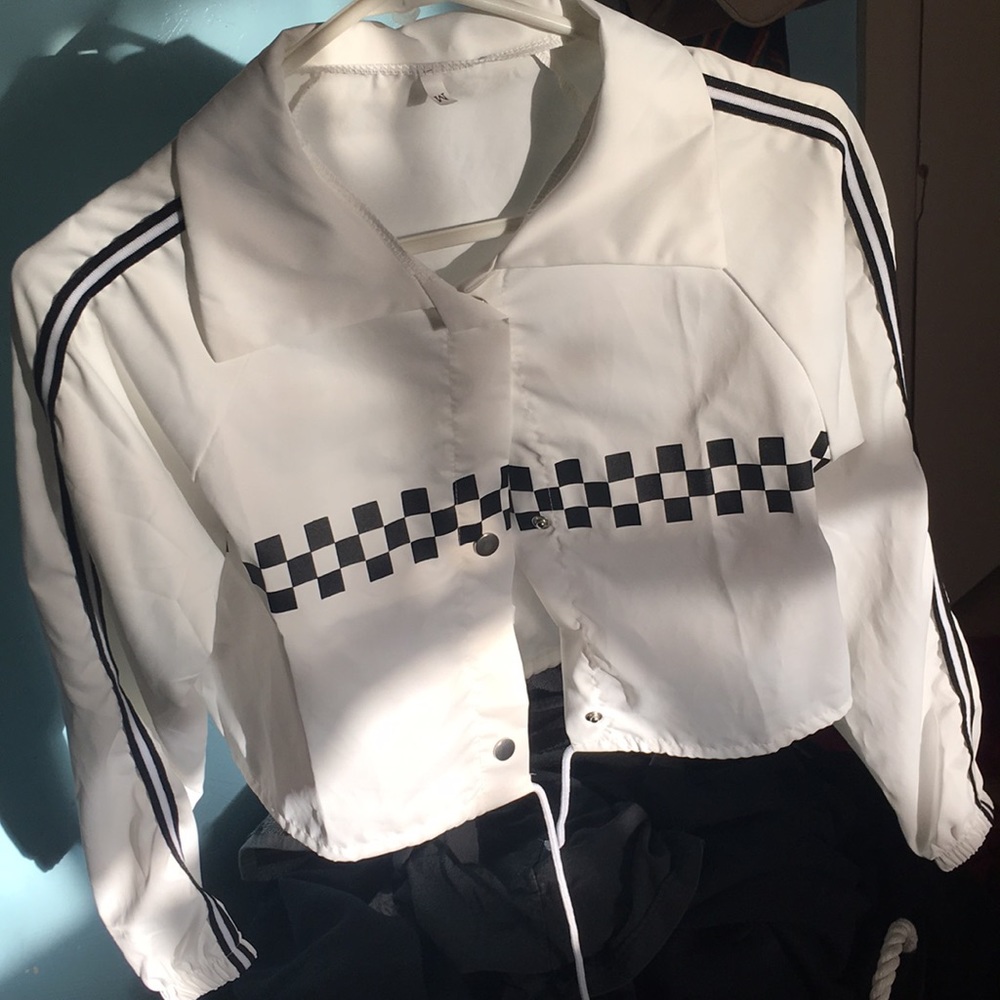 Checker print crop jacket